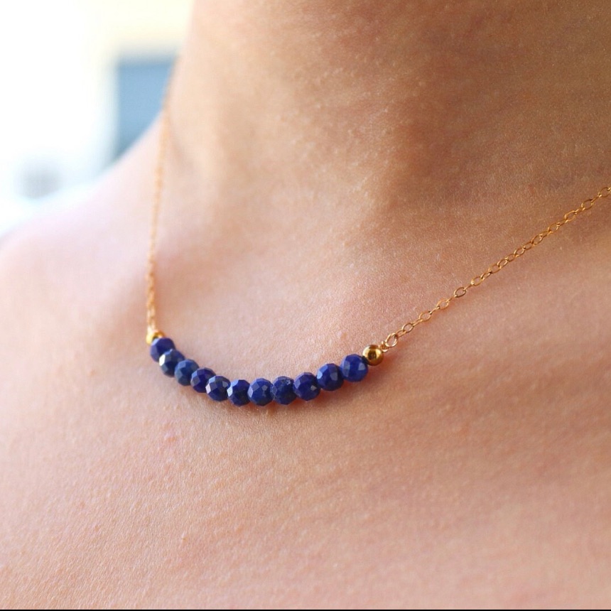 Lapis Bar Necklace In 14k Gold Filled 45$